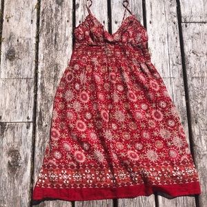 Red boho cotton summer dress